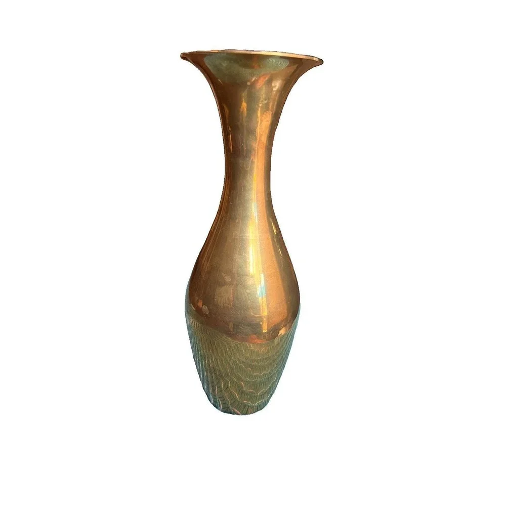 Vintage Solid Brass Trumpet Bud Vase Mid Century Modern MCM Boho Table Decor 9